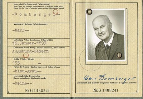 Carl Domberger historischer Ausweis